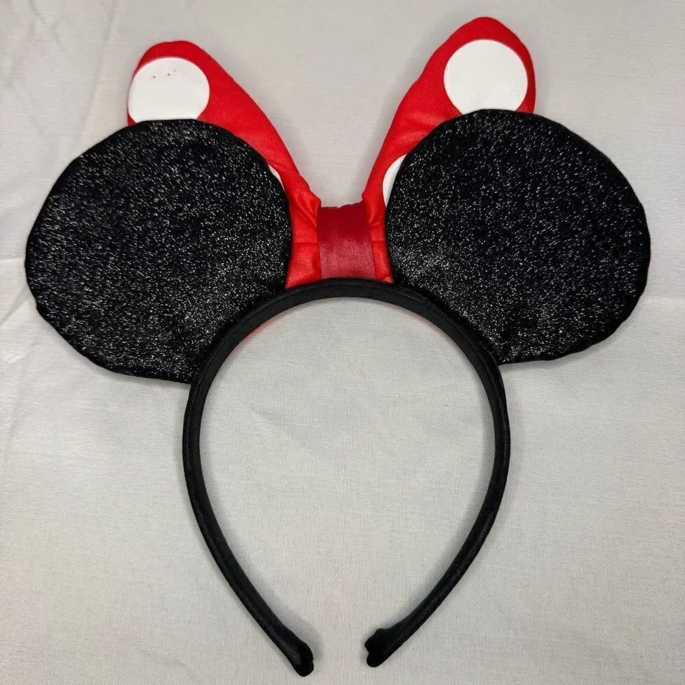 Minnie Mouse Disney Ears with Red & White Polka Dot Bow